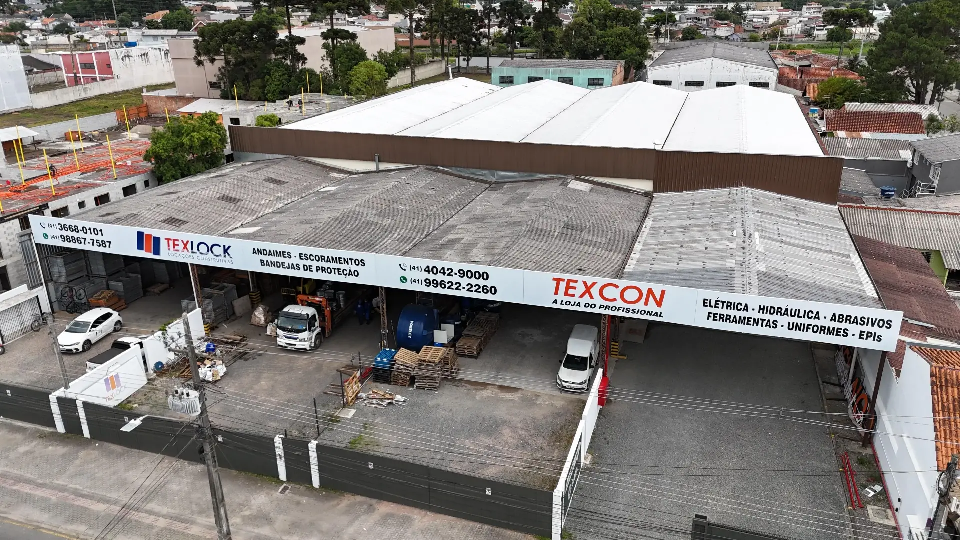 Vista aérea da unidade TEXCON em Pinhais, Paraná